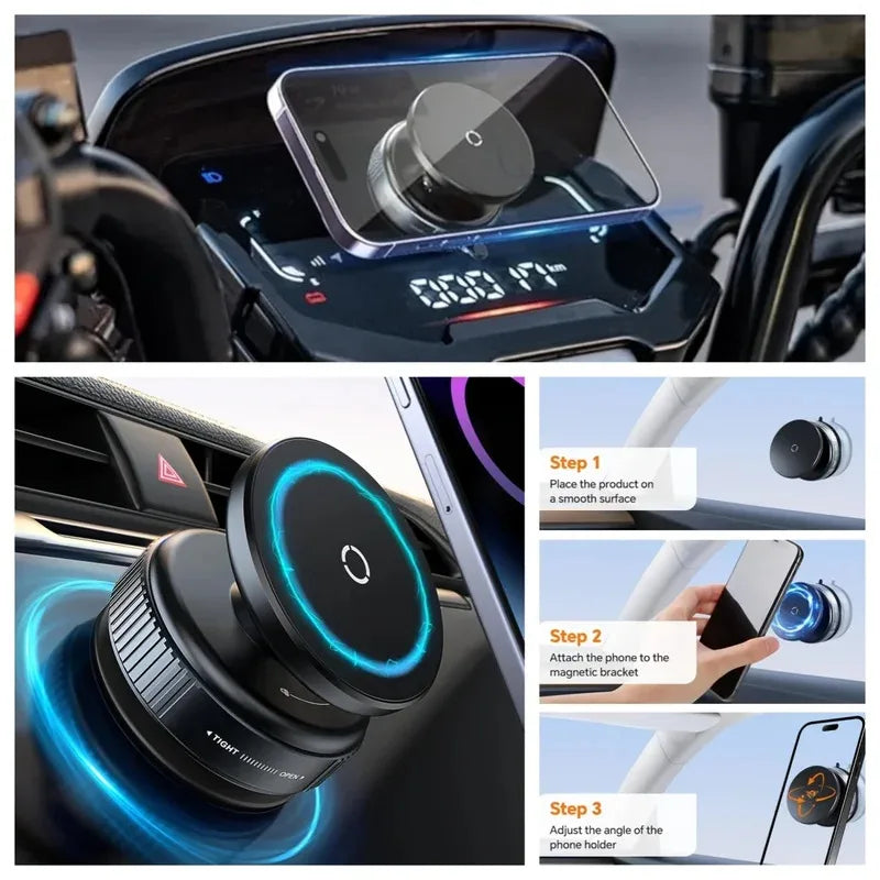 Magnetic Vacuum Car Phone Holder 360° Rotation Suction Cup Navigation Stand Bracket Car Magnetic Holder for Iphone